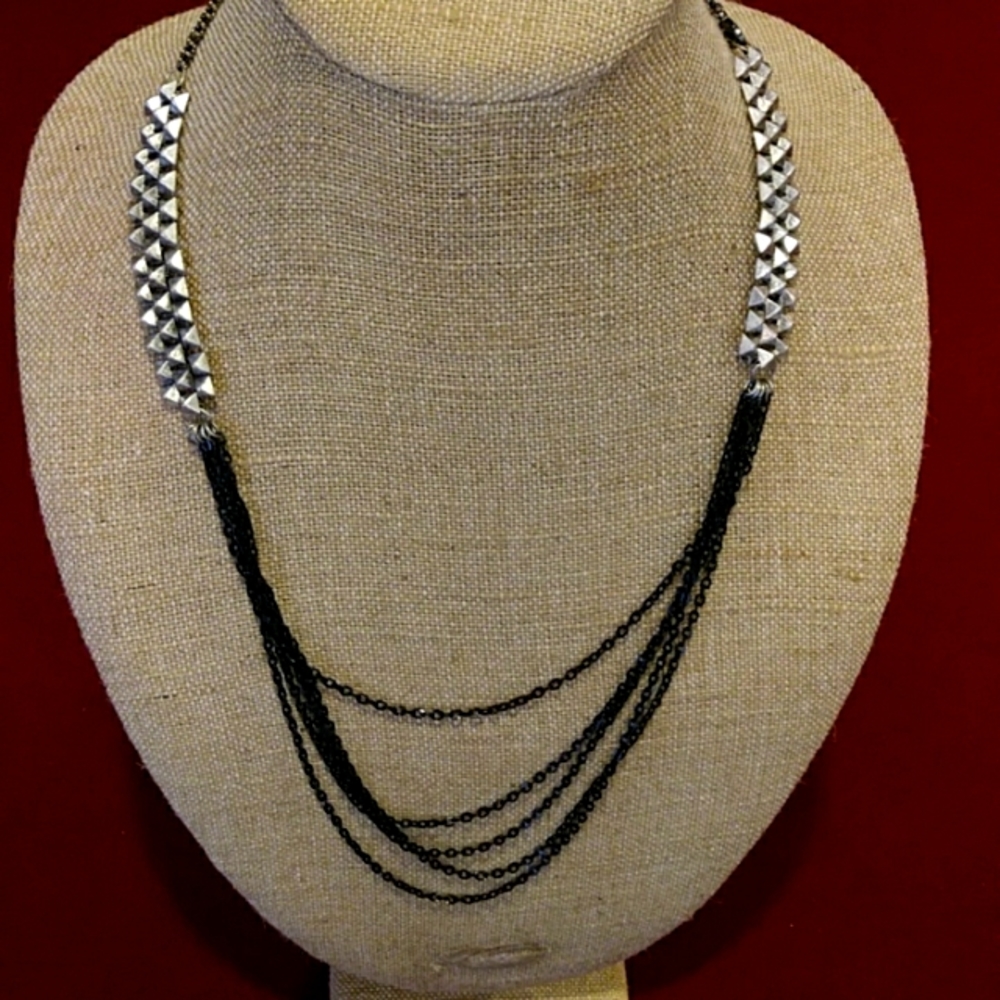 4 for $20 Fashion Jewelry Necklace Black and Nickle Colored Multi Chain Long